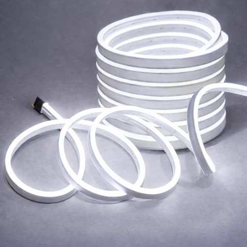 NEWNESS 5 Meter White Neon LED Strip Lights | IP65 Waterproof Fle...