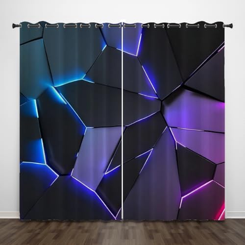 PEIHUODAN Rideaux Occultants Gaming pour Chambres Ado Garçon, Imprimés 3D Lavable en Machine, Idéal pour Les Enfants, Les Gamers, dans Leurs Chambres Et Salons (75x166cm (2 Panneaux),Couleur 6)