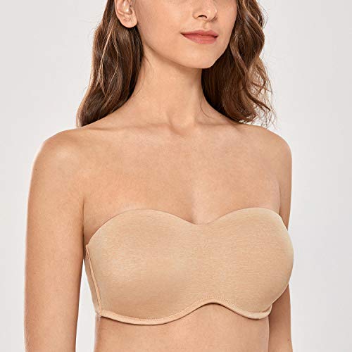 Image of DELIMIRA Women's Strapless Bra Minimizer Seamless Underwire Unlined Bandeau for Big Bust
