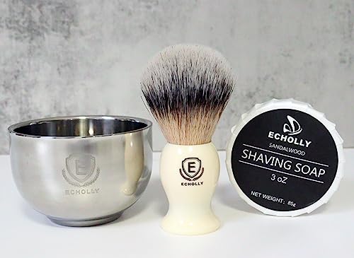 Premium Shaving Brush Kit-4 in 1 Shaving Brush Set for Men Includes Shaving Brush,Shaving Cream Soap,Stainless Steel Bowl and Safety Shaving Stand for Mens Shaving Gift Set (Ivory White) - Image 4