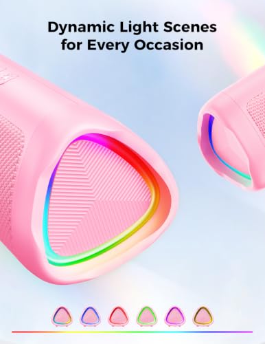 Image of BolaButty Bluetooth Speaker, IPX5 Waterproof Speaker with HD Sound, Up to 20H Playtime, TWS Pairing, BT5.3, Portable Wireless for Home /Party /Outdoor /Beach, Electronic Gadgets, Birthday Gift (Pink)