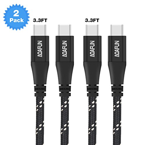 AOAFUN Cable USB C, USB-C a USB-C 3.1 Cable (1M), Cable Trenzado de Nylon, para Dispositivos USB Tipo C, Incluyendo Galaxy S8, S8 +, Google Pixel, Nexus 6P, Huawei Matebook(2 Piezas)