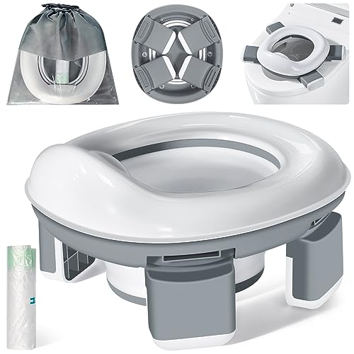Asiento de inodoro para niños, orinal de entrenamiento, asiento de inodoro para niños, asiento de viaje 3 en 1, para entrenamiento de Potty Toilet Seat Baby Camping inodoro plegable portátil diseño