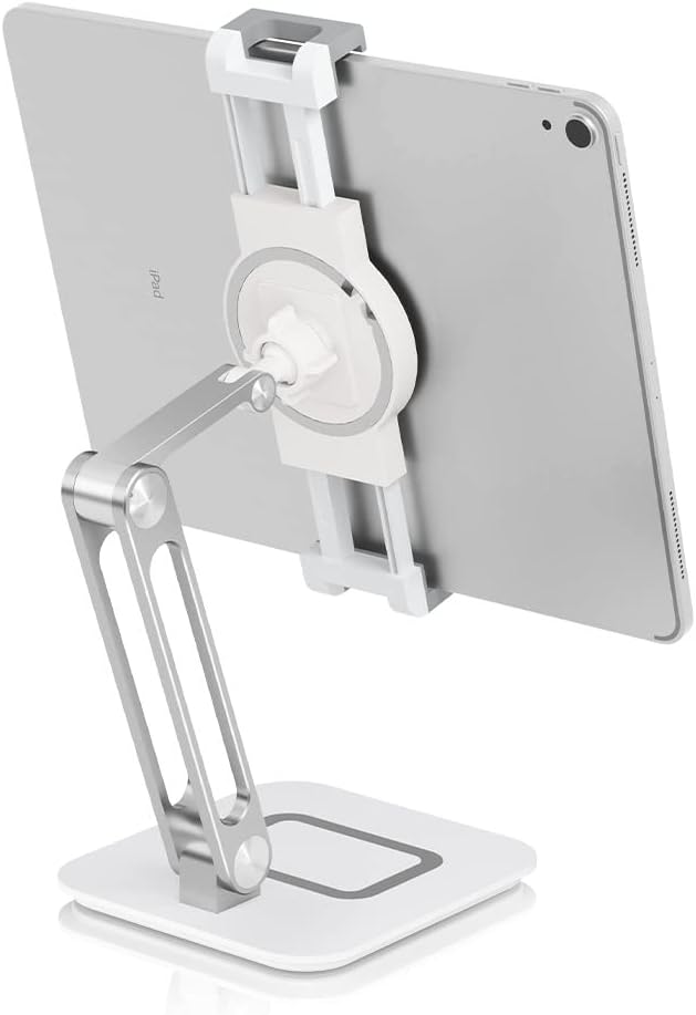 COMPUAE - Tablet Stand Holder for Desk, Adjustable Aluminum 360 Degree Rotating Desktop Mount Dock Compatible with Ipads, Air, Mini, Kindle
