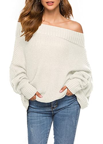 Image of GOLDSTITCH Women's Off Shoulder Batwing Sleeve Loose Oversized Pullover Sweater Knit Jumper