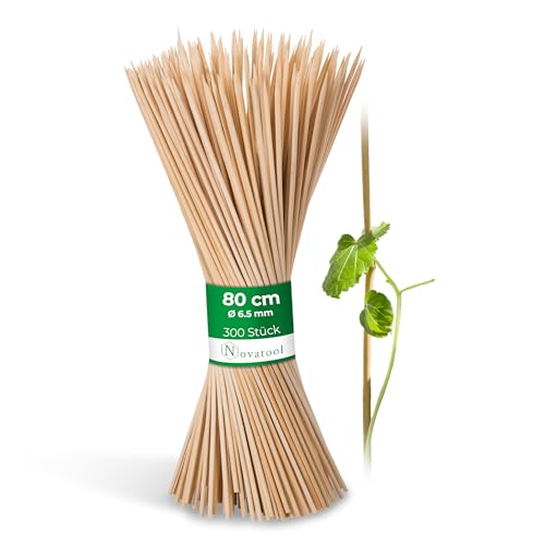 Novatool 300x Splittstäbe 80 cm x 6,5 mm I Natur I Pflanzenstab Bambus Rankhilfe Holz Tokinstäbe Tonkinstab Pflanzenstütze orchideenstab Rankgitter Holz