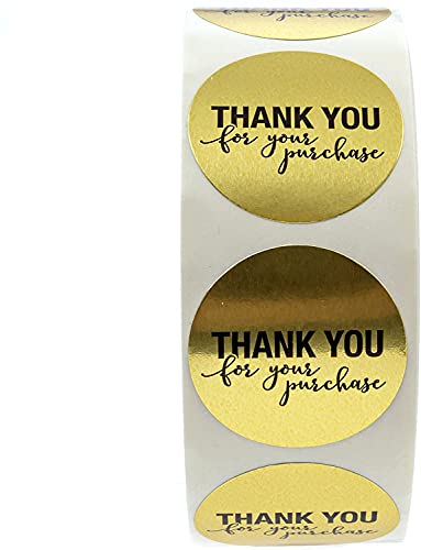 1.25" Round Gold Foil Thank You For Your Purchase Stickers / 1000 Thank You Labels Roll/Small Business Thanks Labels/Made In The Usa #TOP1
