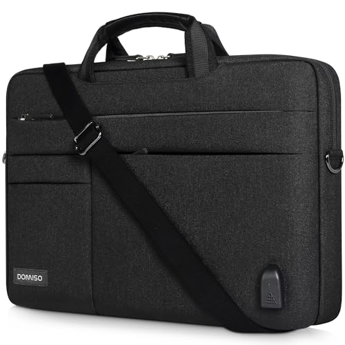 DOMISO 15-15,6 Pouces Grande Sacoche pour Ordinateur Portable Housse avec Port de Chargeur USB Externe Sacoche Bandoulière pour...