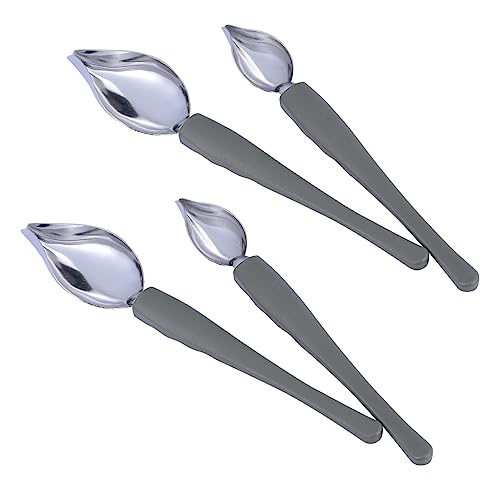 Gatuida Cucchiai Per Pittura e Decorazione in Acciaio Resistente 4 Pezzi Impugnatura Curva Ergonomica Per Disegnare Salsa e Arte Del Caffè, Strumento Per Abbellimento Dessert e Piatti Raffinati