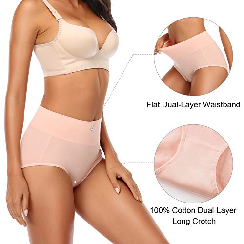 Image of Womens Underwear,Cotton Mid Waist No Muffin Top Full Coverage Brief Ladies Panties Lingerie Undergarments for Women Multipack