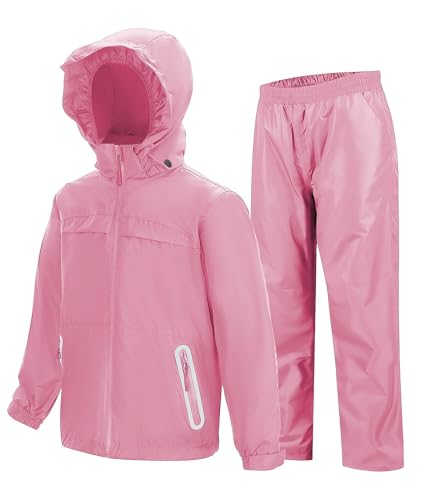 Kids Rain Gear Boys Girls Suit Waterproof Windproof Youth Rain Jacket and Pants Set Windbreak Raincoat for Golf Fishing Hiking Travel School