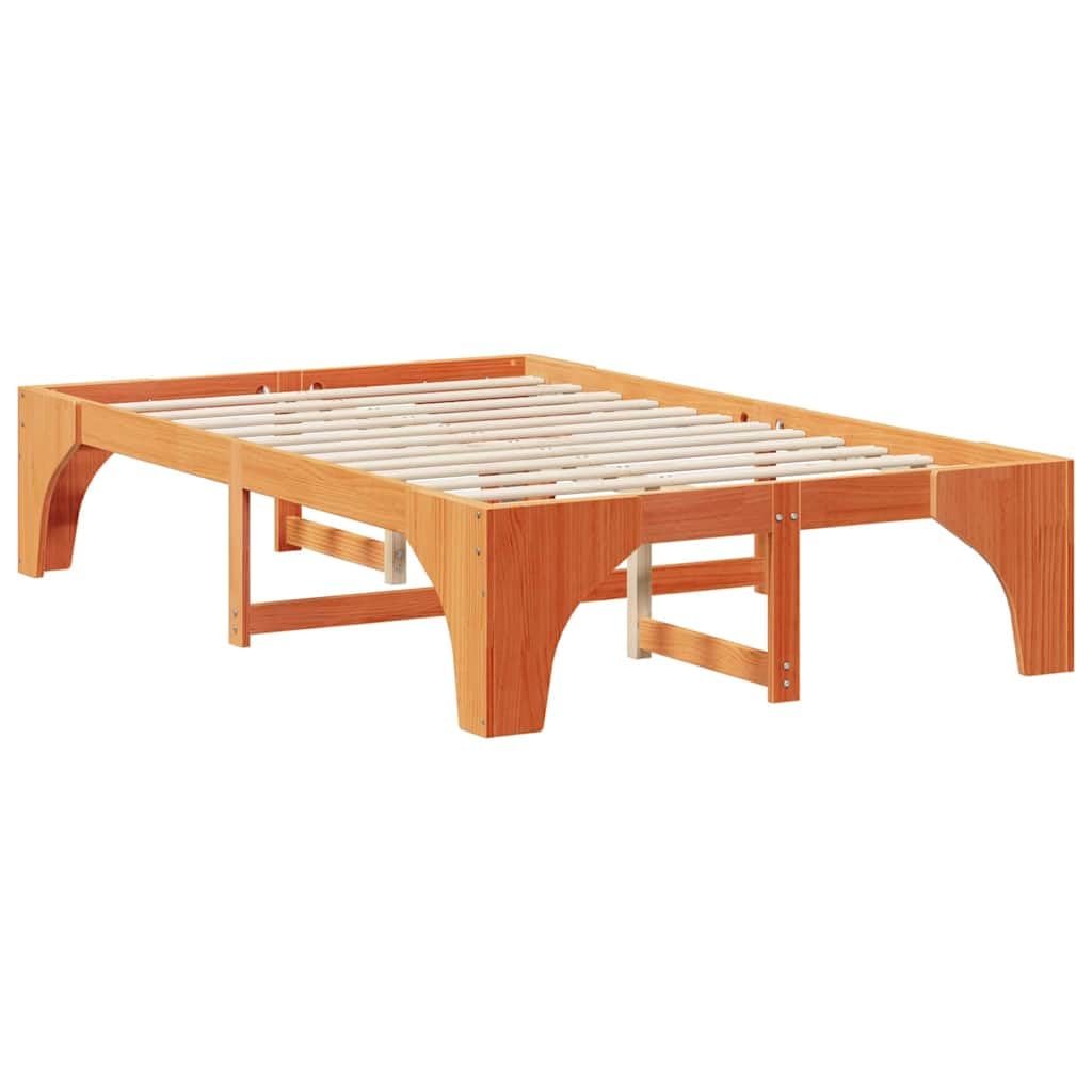 Marco de Cama en el Suelo de Madera Maciza de Pino Marrón Estructura de Perfil Bajo para Dormitorio Moderno Minimalista Ensamblaje Sencillo y Diseño Espacioso para Máximo