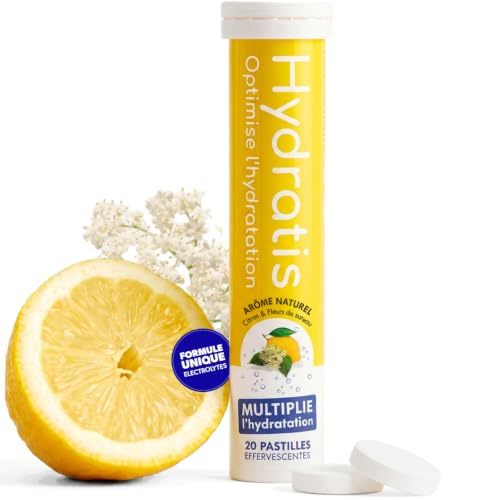 HYDRATIS - Pastilles Hydratation Electrolytes - Citron/Fleur de Sureau - Améliore l'Hydratation et Favorise l'Énergie - Formule Isotonique - Sport, Récupération, Bien-être - 1 tube (20 Pastilles)