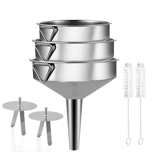 Gucass Lot de 7 entonnoirs en acier inoxydable - Grands entonnoirs de cuisine avec poignée -...