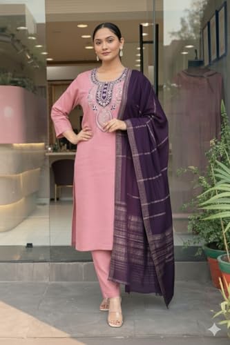 Image of LookMark Women's Silk Blend Kurta Set with Dupatta, Traditional Ethnic Wear