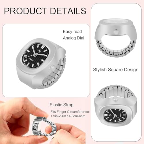 Image of Shocknshop Analog Fashion Stainless Steel Square Silver Ladies Ring Watch for Women -W165