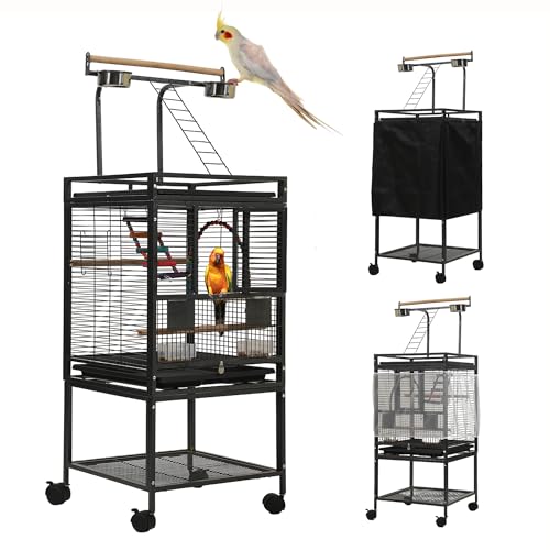 51' Small Bird Cage with Stand,Parakeet Cage, Parrot cage with Parakeet Toys, Bird Cage Accessories,Birdcage Covers for Lovebirds Cockatiel Conure Finch Canary Budgie