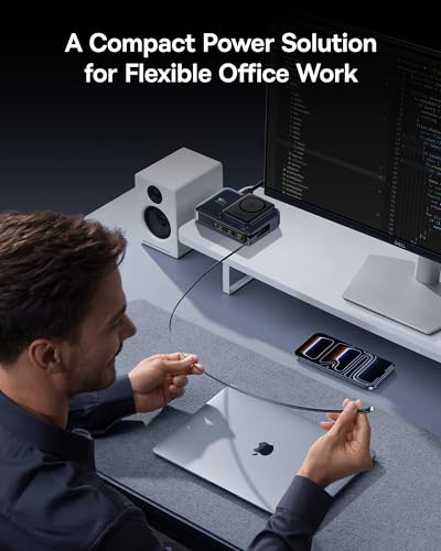 Baseus Nomos Charging Station 160W, 5-in-1 USB-C Power Strip, Qi2 Certified 15W Magnetic Wireless Charger with 100W Retractable Cable, 3 USB-C, 1 USB-A Desktop Charger for MacBook, iPad Pro, iPhone 17 image 4