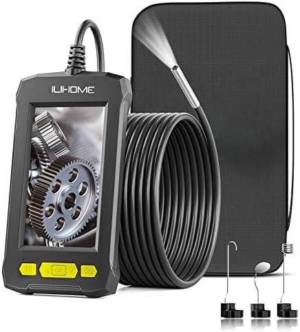 0.15 Inch Industiral Endoscope Camera ILIHOME 4.3'' IPS Screen Waterproof Drain Snake Camera 1080P HD Digital Borescope Inspection Camera with 6 LED Lights Sewer Camera for Automotive HAVC Pipeline