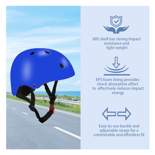 Image of Color Gradient Adjustable Kids Bike Helmet with Knee & Elbow Pads Set | Multi-Sport Safety Gear for Boys & Girls Ages 5-14 | Skateboarding, Scooters, Roller & Inline Skating, Longboarding