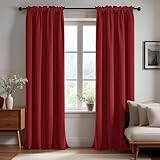 Deconovo Blackout Curtains, Thermal Insulated Rod Pocket Window Drapes, Noise Reducing, Oeko-TEX Certified, Room Darkening Curtains for Bedroom/Living Room, 2 Panels, Red, 42W x 84L
