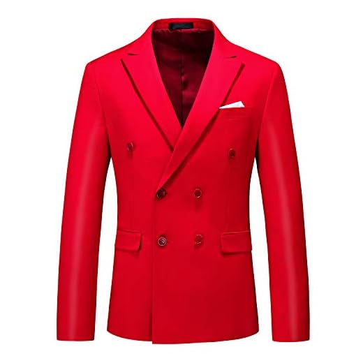 MOGU Masculino Blazer De Terno Trespassado, Corte Slim, Cor Sólida, Casaco Esportivo Para Negócios, Casamento, Baile Formatura E Eventos Formais, Tamanho Eua 44, Vermelho