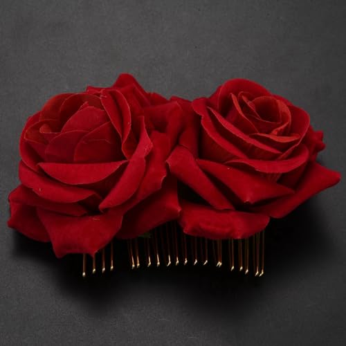 Broche fleur rose et accessoires cheveux avec pince crocodile stable