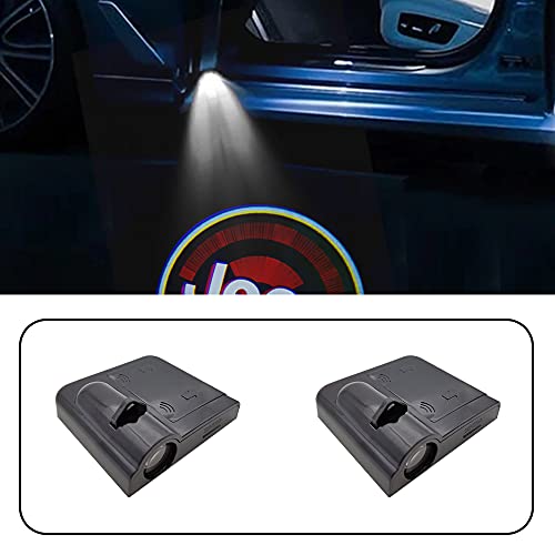 2pcs Universal Wireless Car Door Logo Projector Lights No Drilling Led Welcome Shadow Car Door Lights fit all car Compatible with cherokee compass grand cherokee patriot renegade wrangler