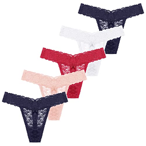 Orbescl Tangas Encaje Pack para Mujer sin Costuras Algodón Bragas Suave hipoalergénico Transpirable Pack de 5 Cover