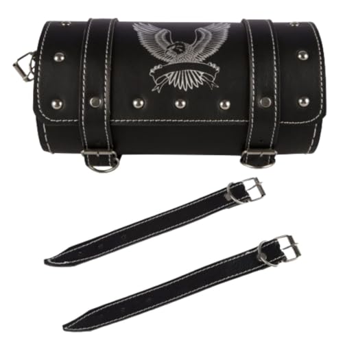 Bike Back Carrier | Saddle Bag for Bikes | Faux Leather Side Bag for Motorcycle | Hawk Print Bullet Bag | Black | for Royal Enfield