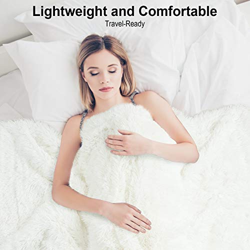 Lochas Super Soft Shaggy Faux Fur Blanket, Plush Fuzzy Bed Throw Decorative Washable Cozy Sherpa Fluffy Blankets For Couch Chair Sofa (Cream White 50" X 60") #TOP5