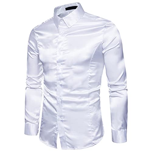 Chemise mariage satin de soie blanche coupe slim fit homme de cérémonie chic