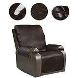 HDCAXKJ 100% Waterproof Leather Chair Covers for Living Room Anti Slip Recliner Chair Cover Armchair Slipcovers Recliner Cover Dog Couch Cover Reclining Sofa Cover Furniture Protector (Coffee, Small)