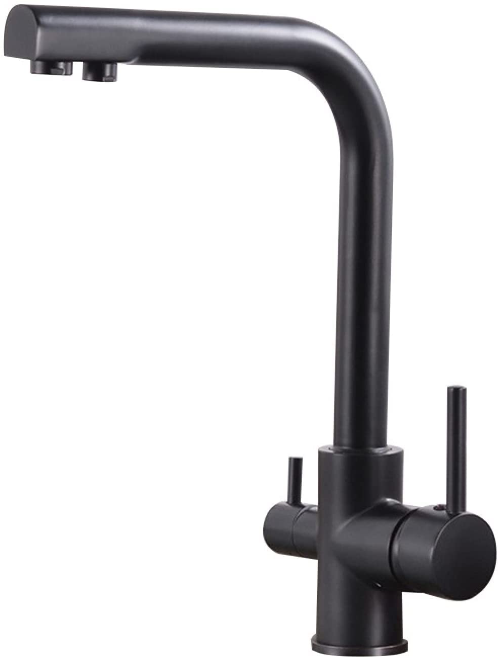 DFGHNBVC 33-Way Kitchen Faucet With Swivel Spout Double Handle 3In1 Mixer Tap For Water Filter Chrome Black Finish Ideal For Kitchen Sink Upgrade And Enhanced Water Filtration,Black