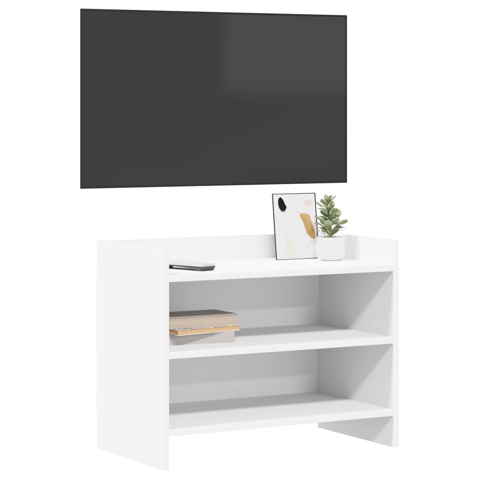 Mobile TV 60 x 33 x 47 cm, bianco, con 2 scomparti