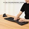 (Upgraded) DELUX Ergonomic Wireless Keyboard w Cushioned Wrist Rest, Wave Keys, 2.4GHz & Bluetooth Connection, Full Size Wireless Rechargeable Computer Keyboard for Windows, Mac OS, Laptop, PC (GM909)