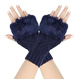 Genérico Guantes De Invierno Guantes sin Dedos, de Medio Dedo de Punto con forro polar de lana de punto grueso elásticos y cálidos con pantalla Frio Hombre Lana Hombre