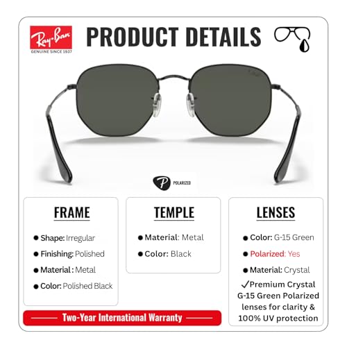 Image of Ray-Ban RB3548N HEXAGONAL FLAT LENSES Square-Round Shape Sunglasses for Men & Women with Official Eyewear Kit