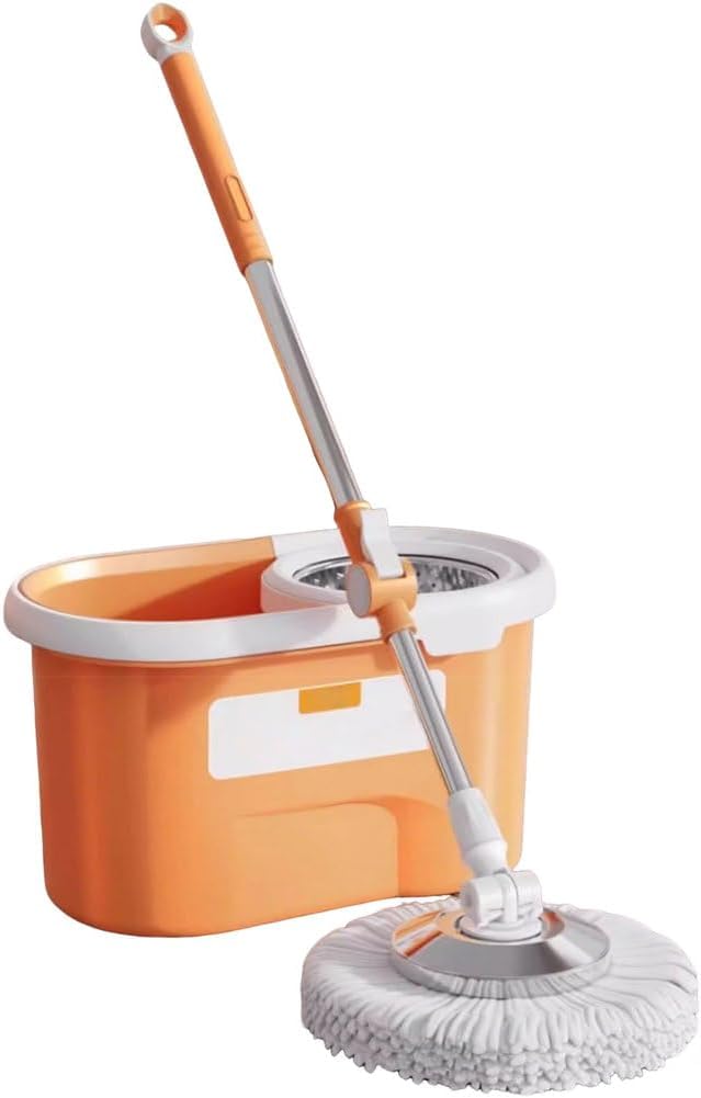 Spin Mop Bucket with Wringer Set - 360° Spinning Mop and Detachable Inner Mop Bucke - Stainless Steel Adjustable Handle - 5 Microfiber Replacement Head Refills for Floor Cleaning