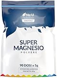 Super Magnesio Polvere 450g - 430mg di Magnesio Carbonato Puro per Dose - 90 Porzioni - 3 Mesi di Fornitura - Altamente Solubile, Senza Gusto e 100% Vegano - Fabbricato in Europa - Nu U Nutrition