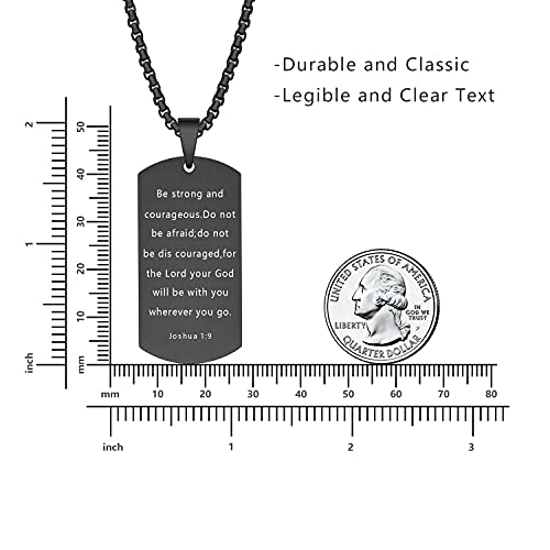 Rnivida Men's Bible Verse Cross Tag Pendant Necklace, Stainless Steel Christian Inspirational Necklace Jewelry for Men2