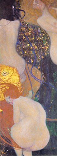 Tableau Gustav Klimt Goldfische petit cadre marron pour salon