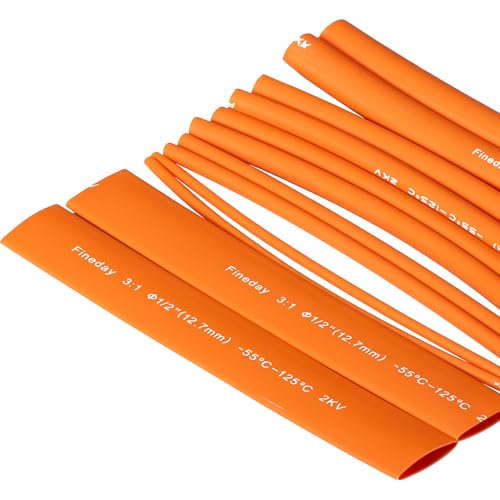 Fineday 6 Sizes Heat Shrink Tubing Kit, 3:1 Ratio Adhesive Lined (1, Orange, 1ft Each Size (0.5ft * 2))
