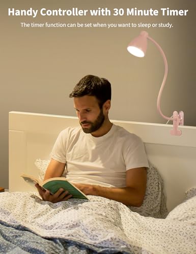 image for BOHON Cute Desk Lamp with Clamp 10W 38 LED Clip on Light, 5 Color 10 B