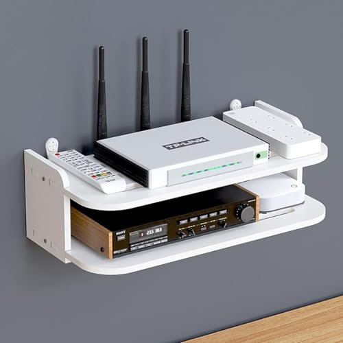 WiFiルーターシェルフ収納ボックス,収納ボックスケーブルパワープラスワイヤブラケットウッドプラスチック壁掛けプラグボード,ルーター収納ボックス,収納ボックスの壁に掛かっている穴のない壁