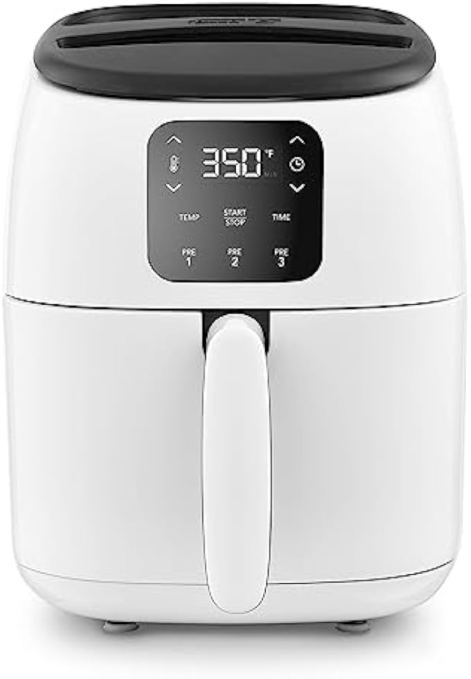 DASH Tasti-Crisp™ Electric Air Fryer Oven, 2.6 Qt., White – Compact Air Fryer for Healthier Food in Minutes, Ideal for Small Spaces - Auto Shut Off, Digital, 1000-Watt