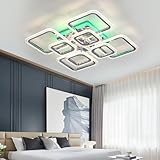 STCH Luminaire Plafonnier LED, Plafonnier Salon Moderne 100W, Lampe de Plafond Carré, Lust...
