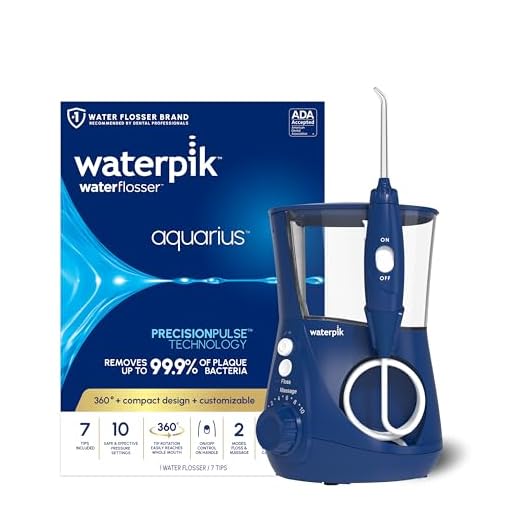 Waterpik Aquarius Water Flosser For Teeth Cleaning, Gums, Braces, Dental Care, Electric Power With 10 Settings, 7 Tips For Multiple Users And Needs, ADA Accepted, Blue WP-663, Packaging May Vary