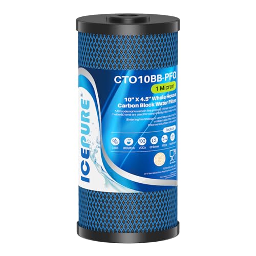 Image of ICEPURE 1 Micron 10 inch x 4.5 inch Whole House PFOA /PFOS Carbon Water Filter Cartridge Replacement for Dupont WFHDC8001,EP Series,EPM Series,CB-BB-10, GE FXHTC, GXWH40L, GXWH35F, GNWH38S, CTO10BB, Pack of 1