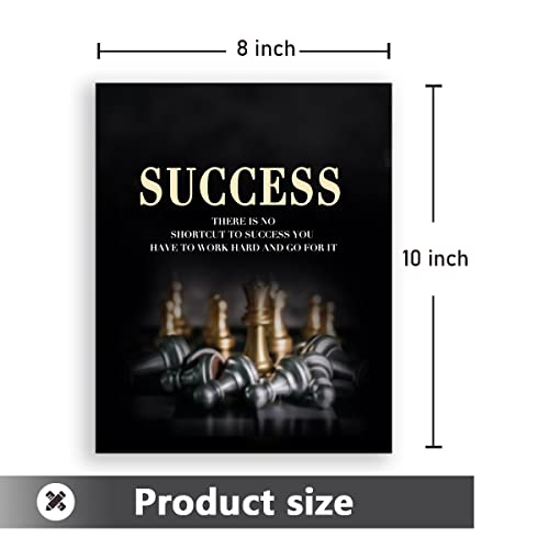 Workplace Success Inspirational Quotes Wall Art, Wild Animal Tiger Lion Decor Motivational Posters,Chess Prints,Office Decoration 8X10Inches Unframed Canvas Set Of 3 #TOP3